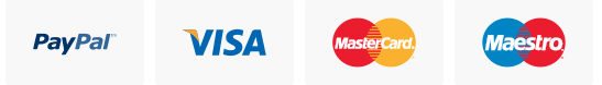 Slika prikazuje ikone za varna plačila. Paypal, visa, mastercard, maestro...
